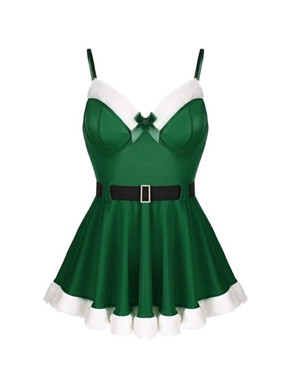 🥵🥵HOT Christmas Queen Lingerie Sexy Santa Set Babydoll Chemise Sleepwear NWT
